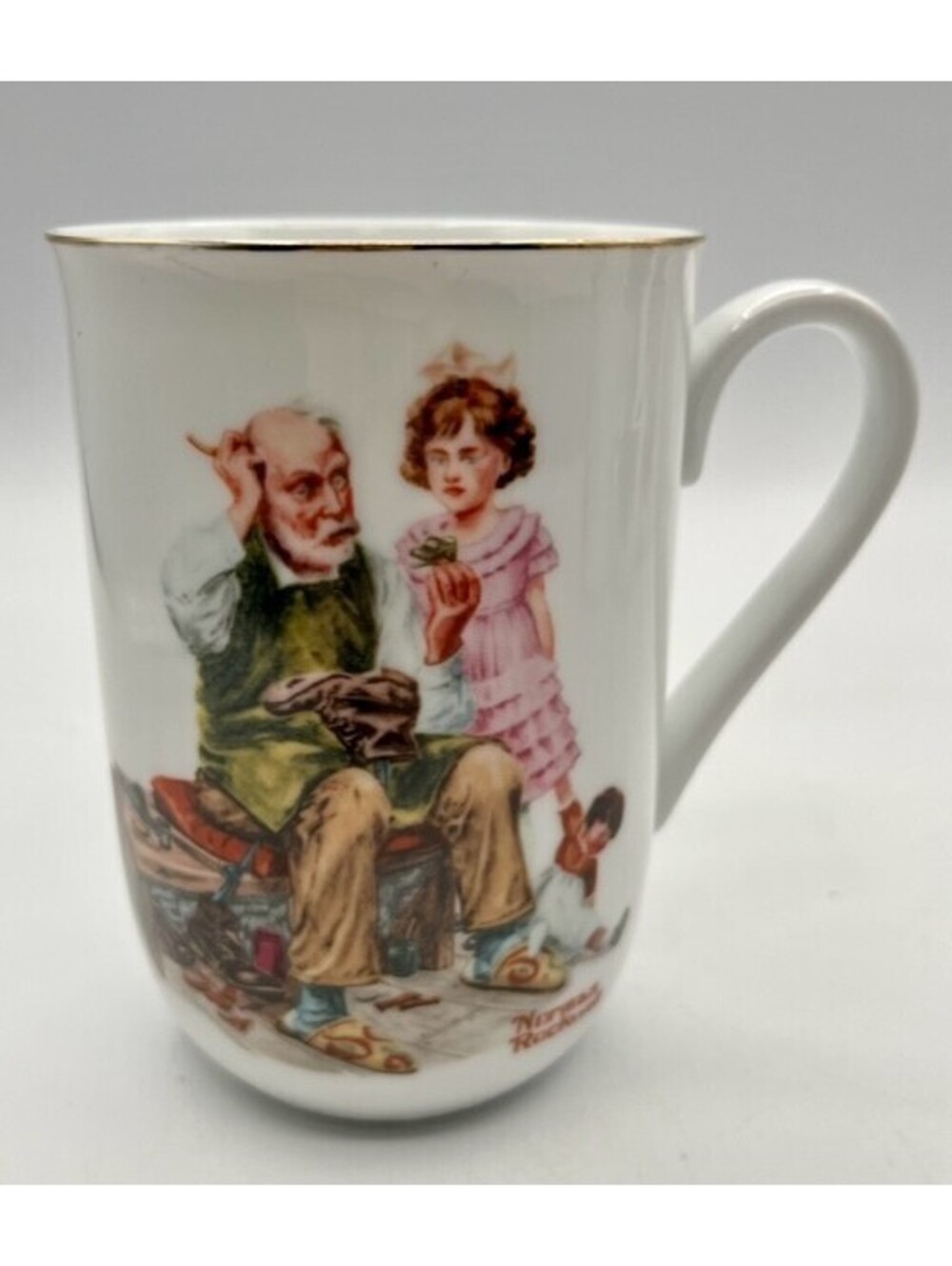 Vintage “Cobbler" Norman Rockwell Collection 1982 Fine Porcelain 24kt Gold Trim